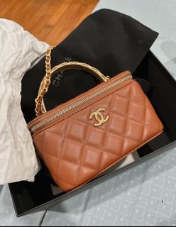 Chanel Mini 22 Hobo Bag 23A Light Brown/Caramel/Cognac Shiny Calfskin Gold  Hardware
