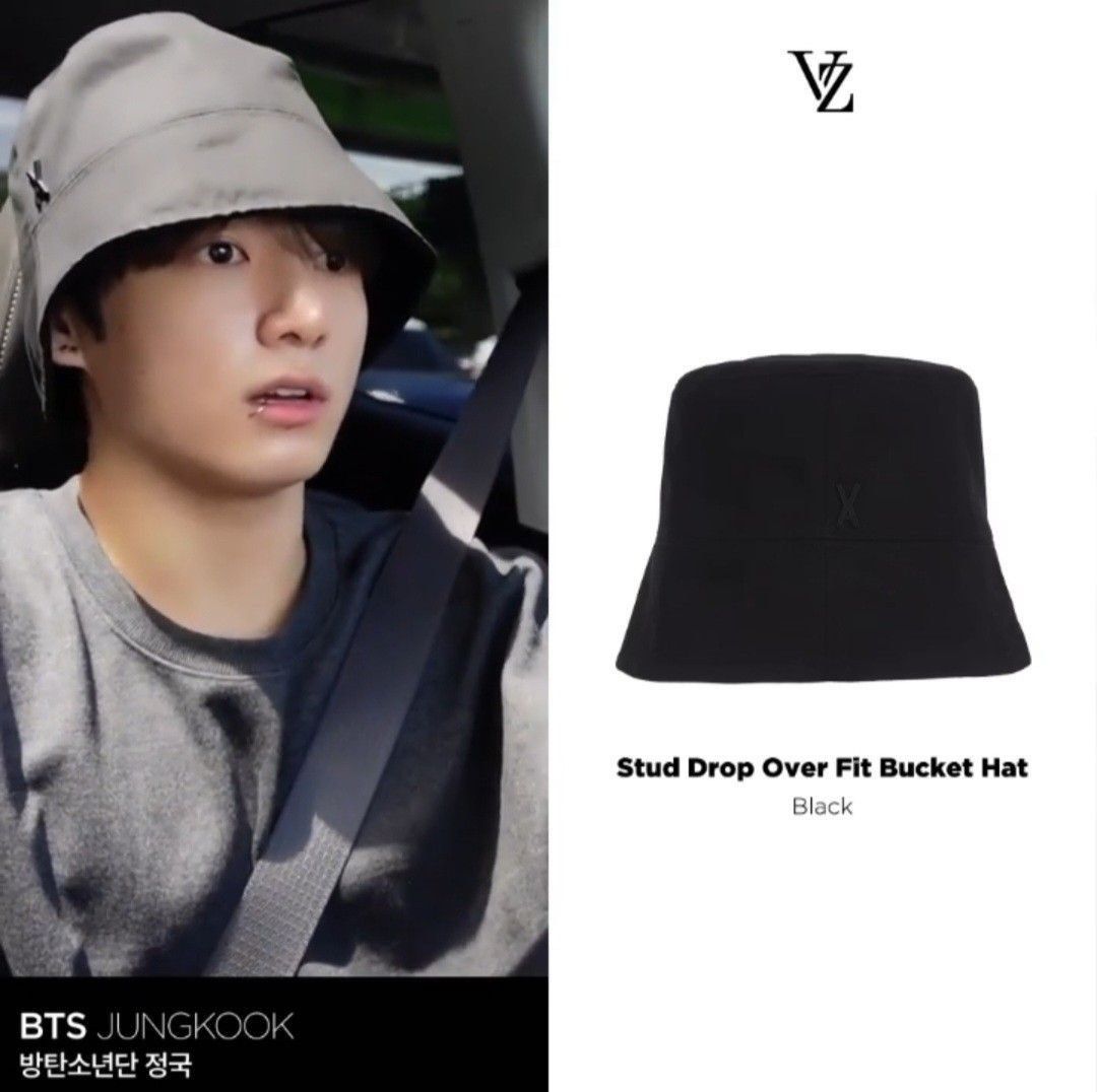 BTS Jungkook(JK) MusicBank VARZAR Label Drop Over Fit Bucket Hat White Black