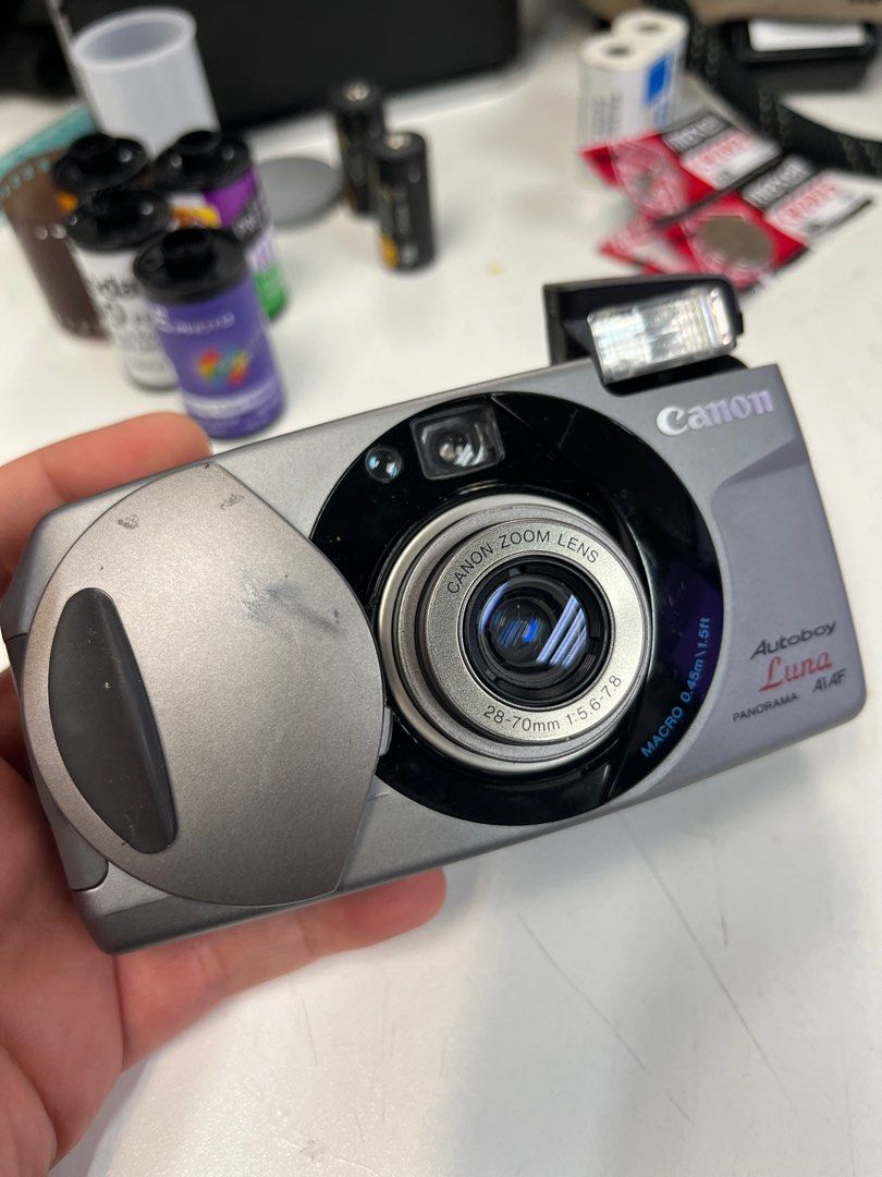 有包裝盒灰色Canon autoboy Luna 28-70mm菲林相機所有功能操作正常可以