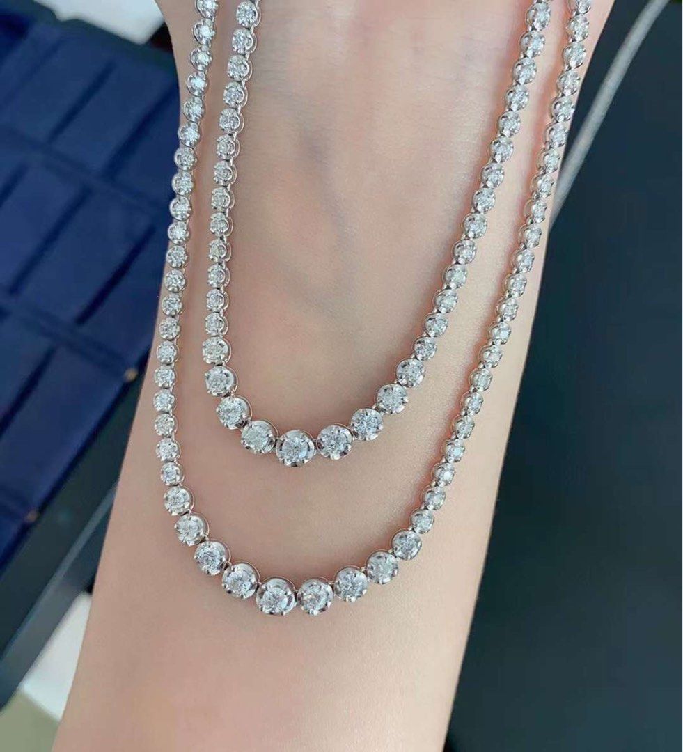 14K White Gold Round Diamond 1/3CT Circle Lariat Necklace – Kevin Jewelers