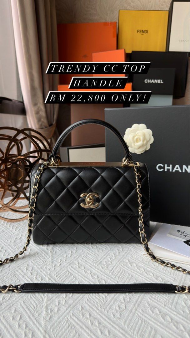 Chanel Coco Quilted Caviar Trendy CC Top Handle Medium