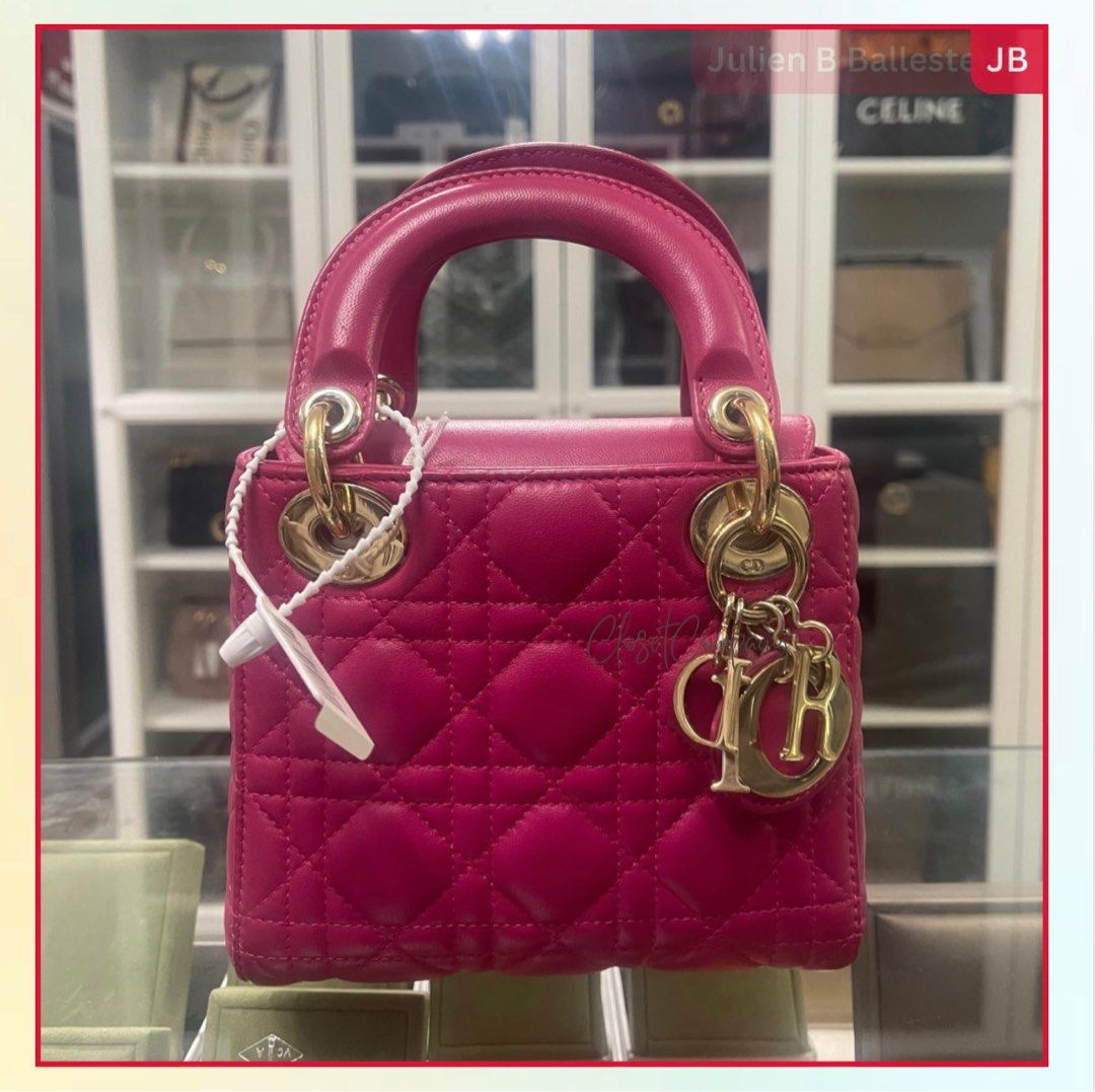 Authentic Dior Pink Mini Lady Dior, Luxury, Bags & Wallets on Carousell