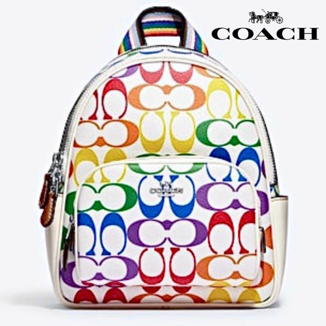 Coach Mini Court Backpack In Rainbow Signature Canvas Women Ladies Bag