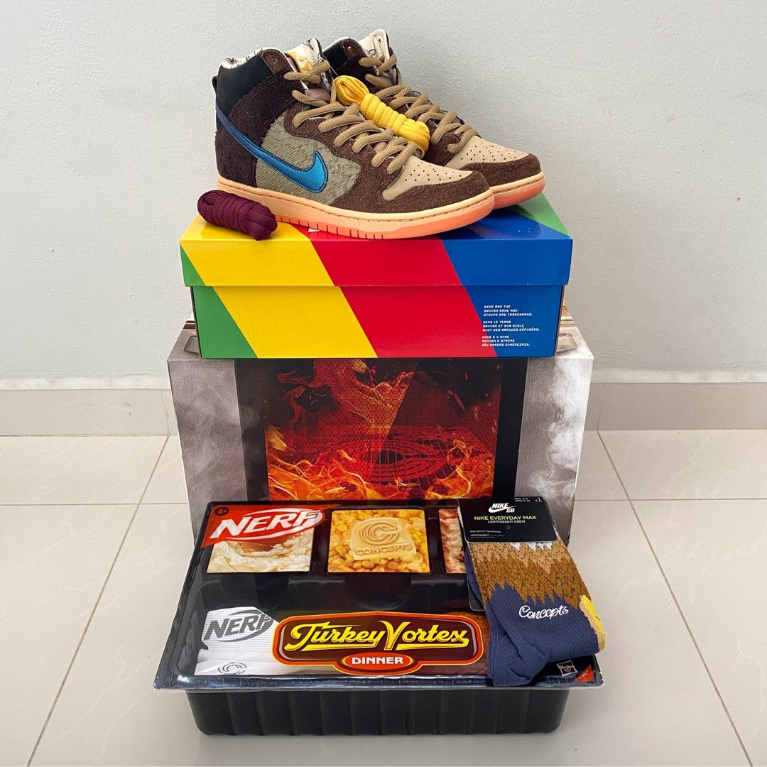 Concepts x Nike SB Dunk High Brown 'Turdunken' (Special Box Set), Men's  Fashion, Footwear, Sneakers on Carousell