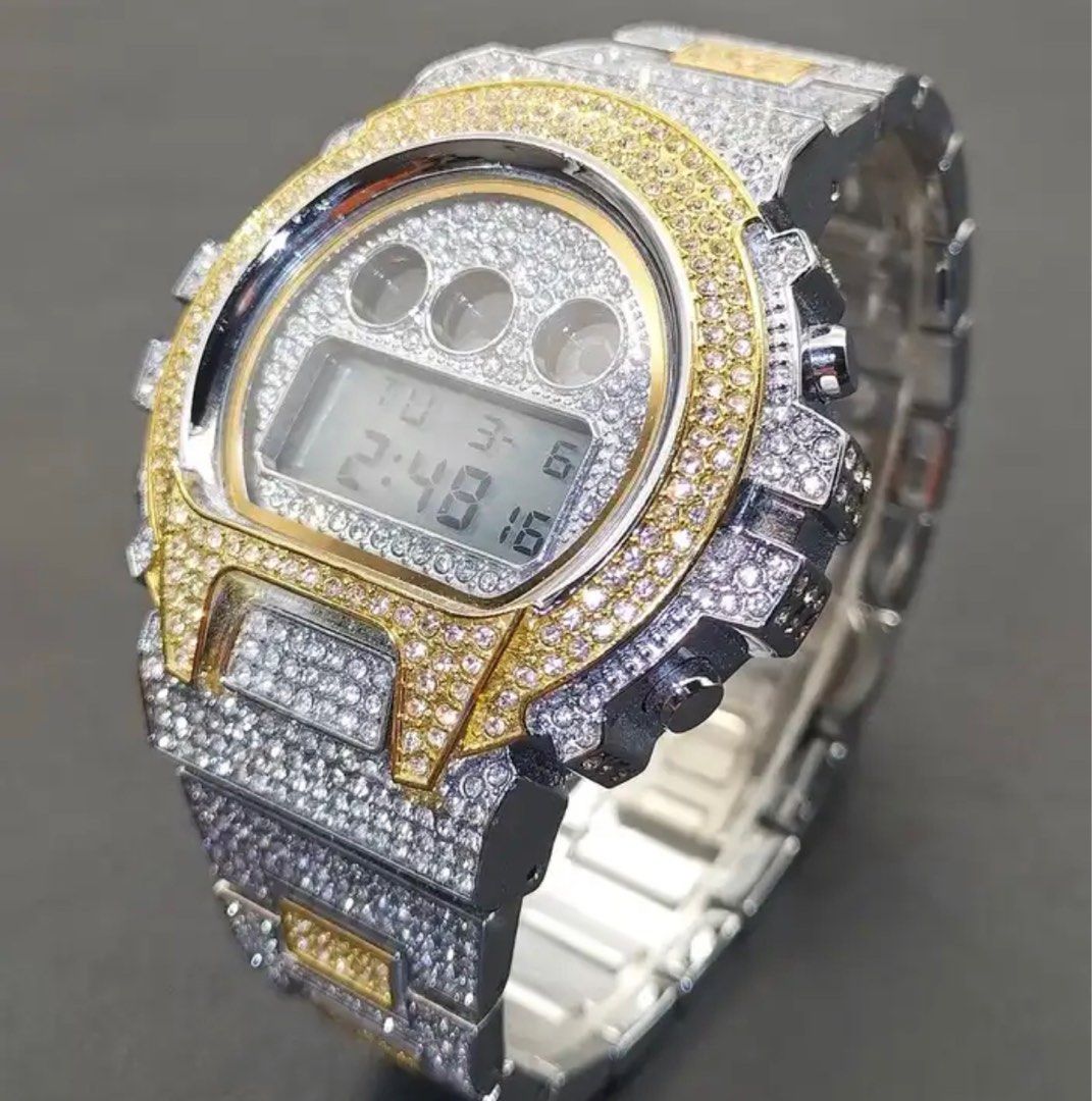 FULLY ICED OUT GSHOCK STYLE DIAMOND WATCH, Luxury, Watches on Carousell
