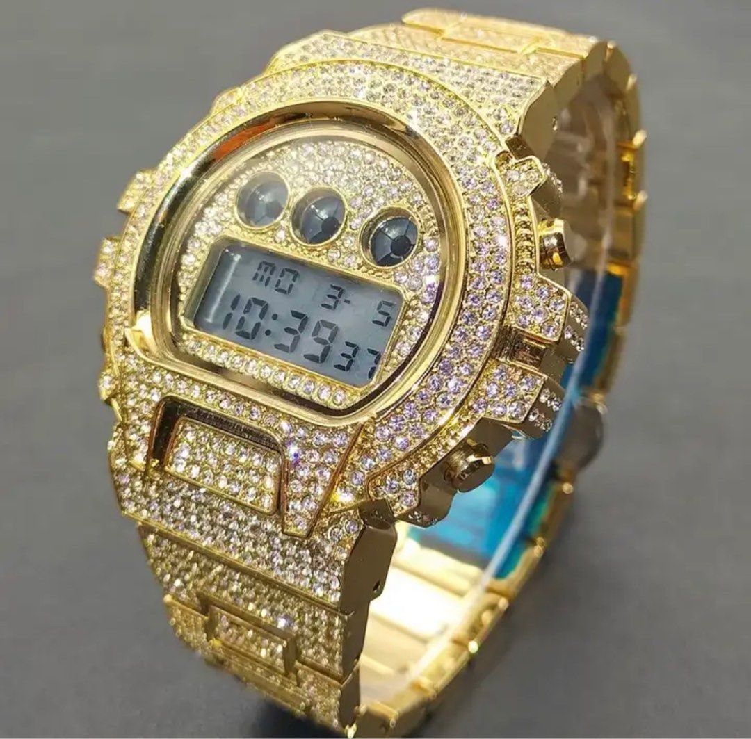 FULLY ICED OUT GSHOCK STYLE DIAMOND WATCH