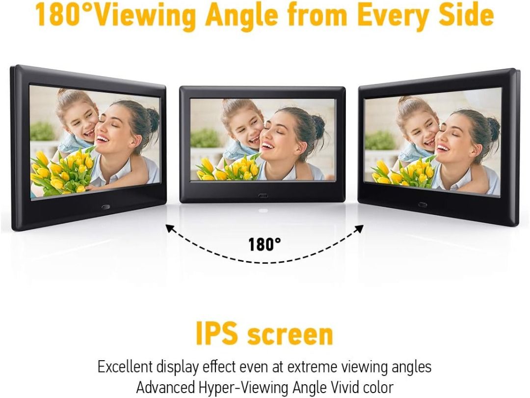 7 Inch Digital Picture Frame - Upgraded Digital Photo Frame With (16:9) Hd  Ips
