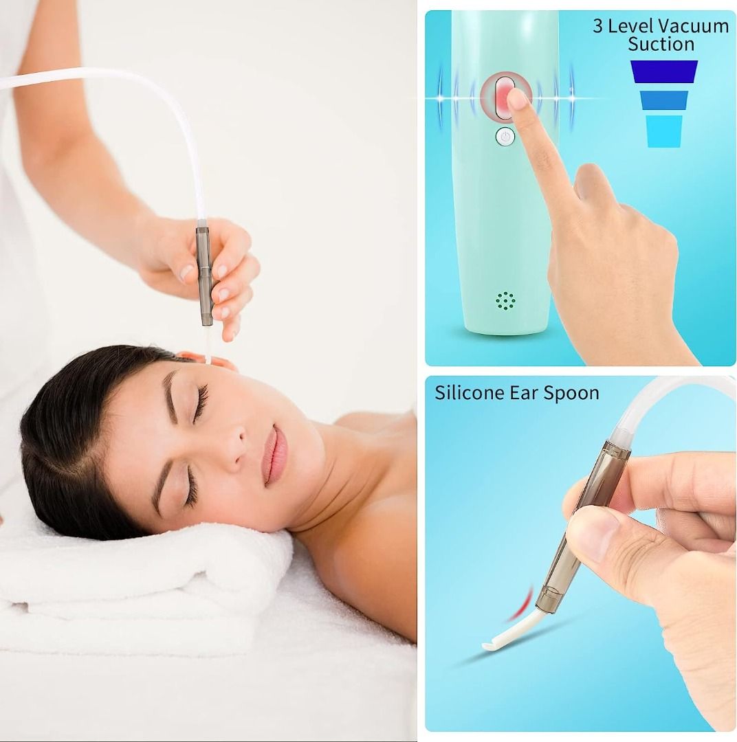 Ear-Wax-Vacuum-Removal, Ear Wax Sucker 5 Levels of Suction Strong Electric  Ear Cleaner USB Charge Soft Earwax Removal Kit Reusable Spiral Silicone Ear