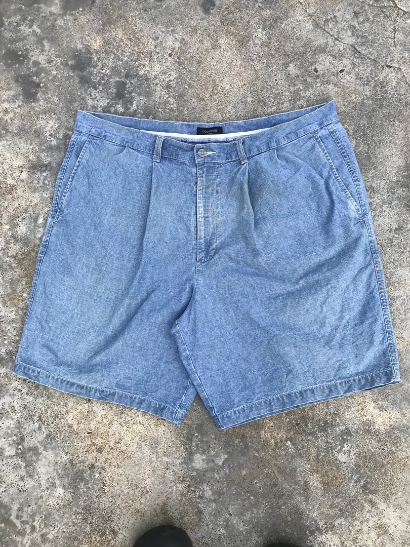 Vintage Dockers jean shorts Mens 34. Blue cotton... - Depop