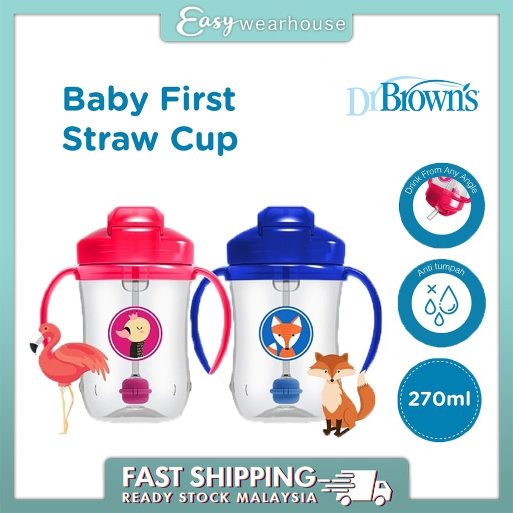 Dr. Brown's Baby's First Straw Cup Sippy Cup with Straw - Pink - 9oz - 6m+