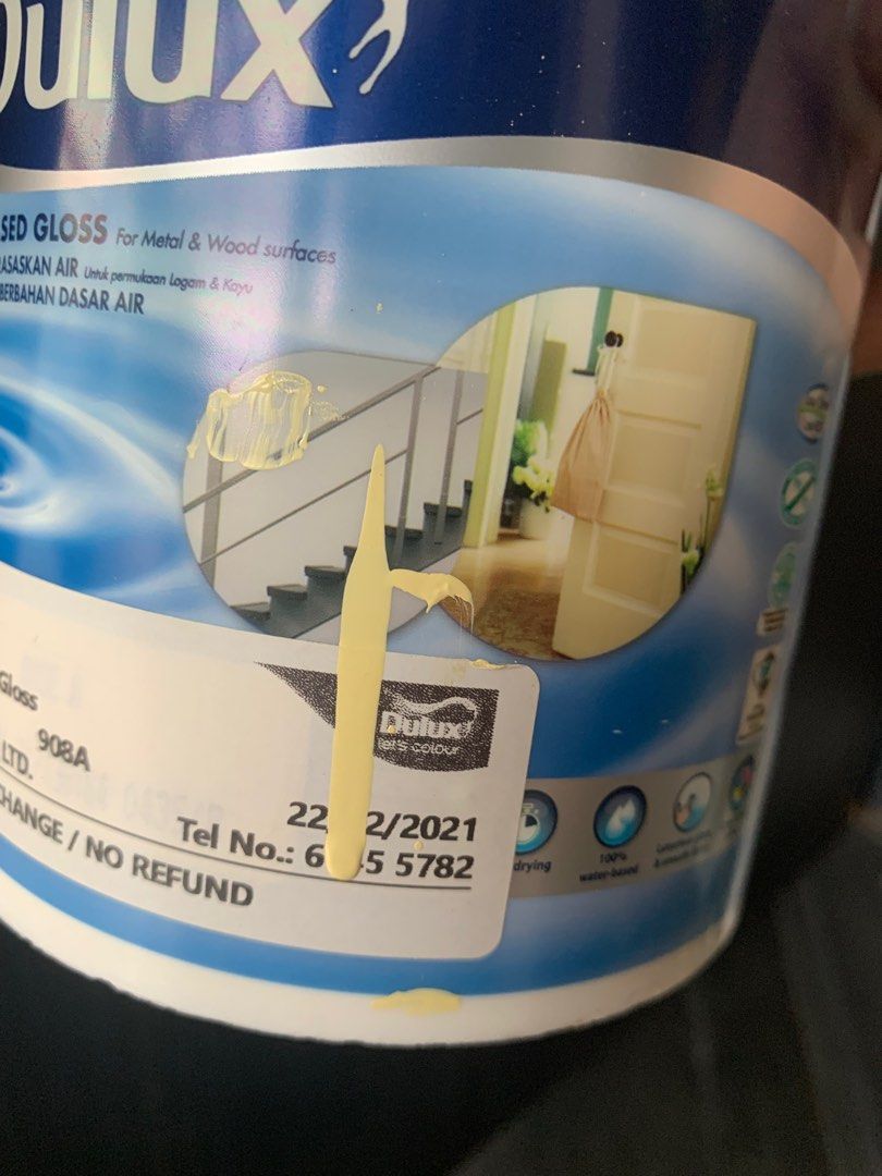 Dulux Ice Lemon Waterbased Gloss, Furniture & Home Living, Home