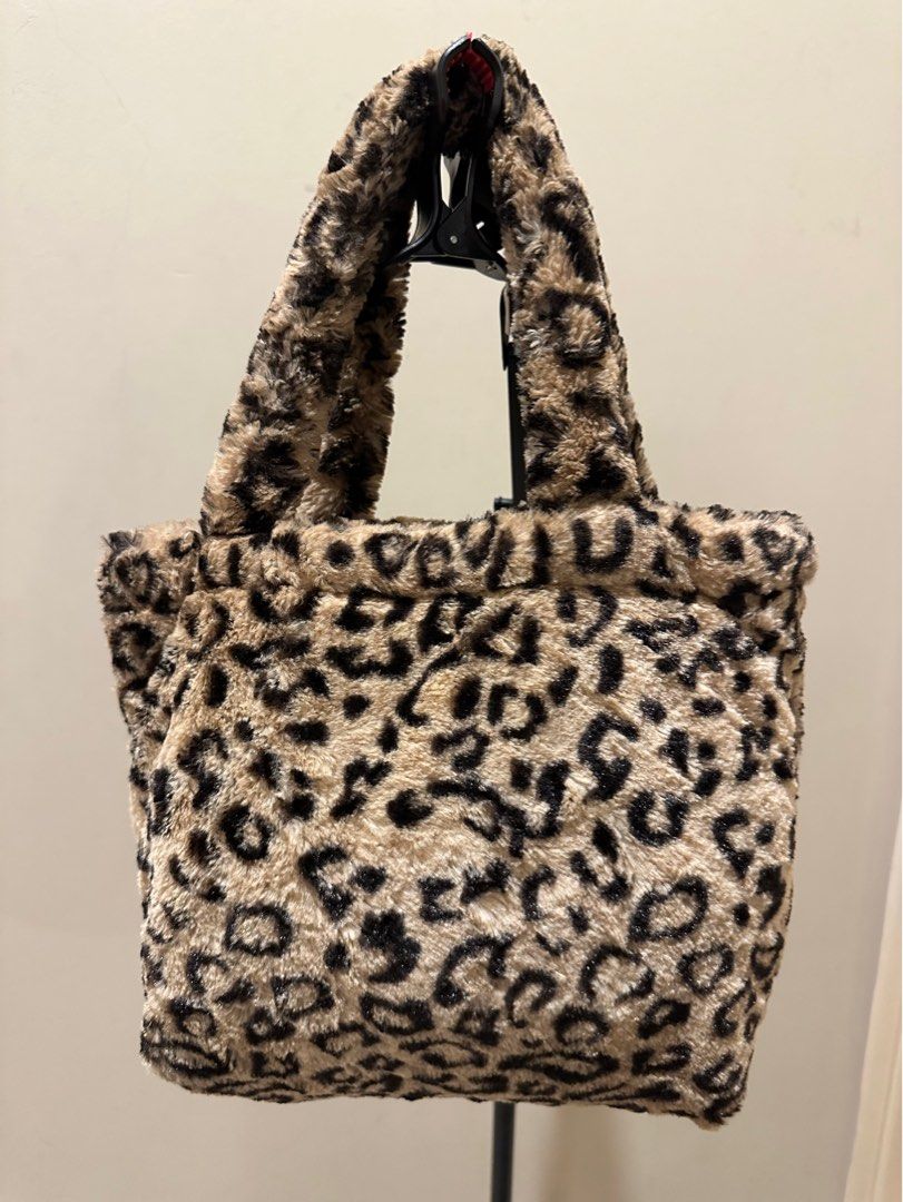 Fluffy Leopard Small Tote Women s Fashion Bags Wallets Tote