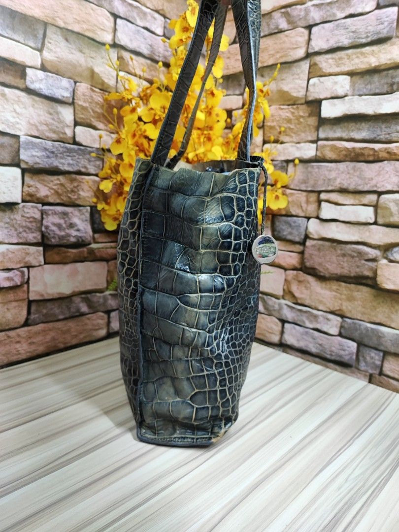 Furla croc leather tote bag Women s Fashion Bags Wallets Tote Bags on Carousell