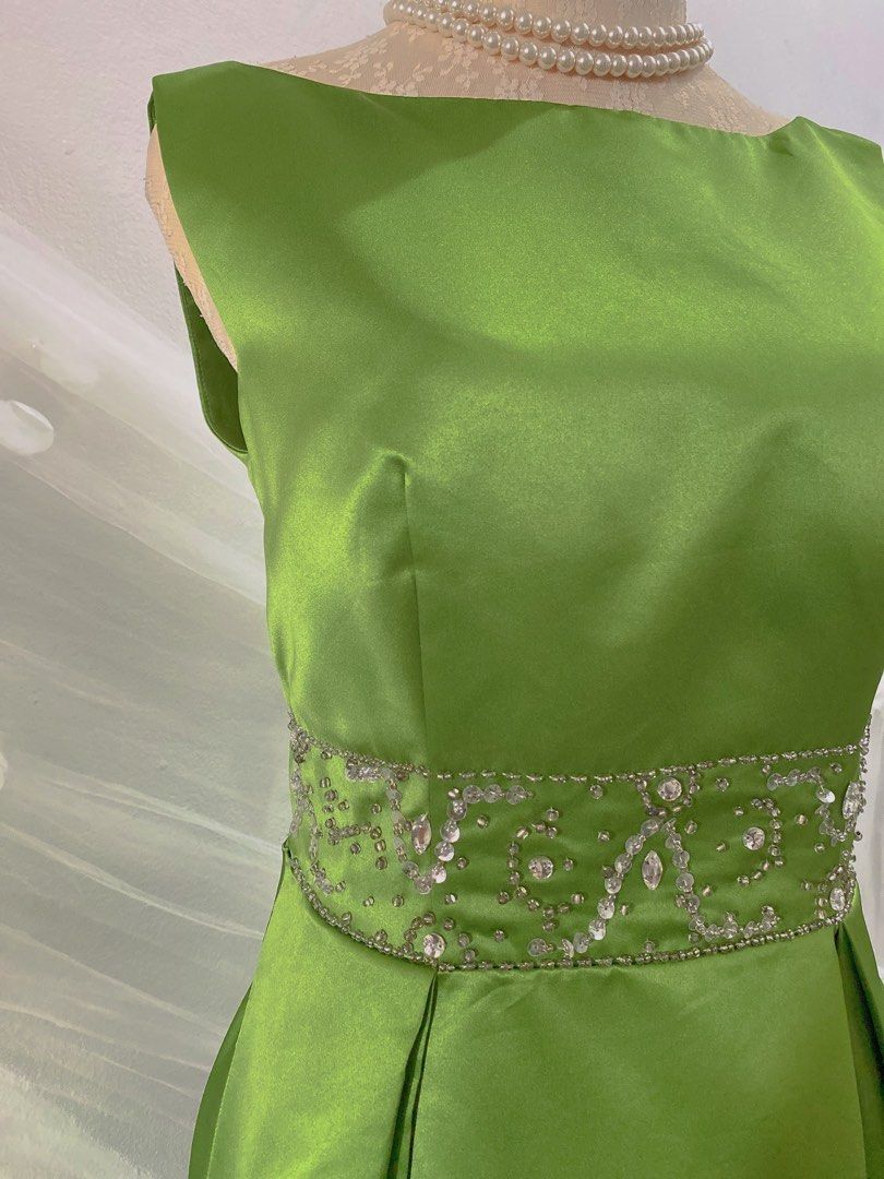Green Crystal Evening Gown, Women's Fashion, Dresses & Sets, Evening ...