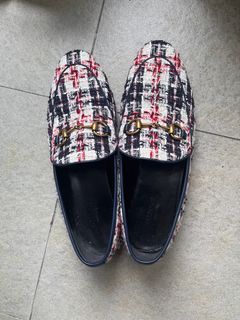 Gucci Horsebit red white and blue tweed