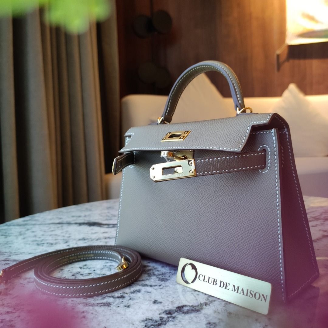 Hermes Mini Kelly 2 Epsom 18 Etoupe Gold Hardware, 名牌, 手袋及銀包 Carousell
