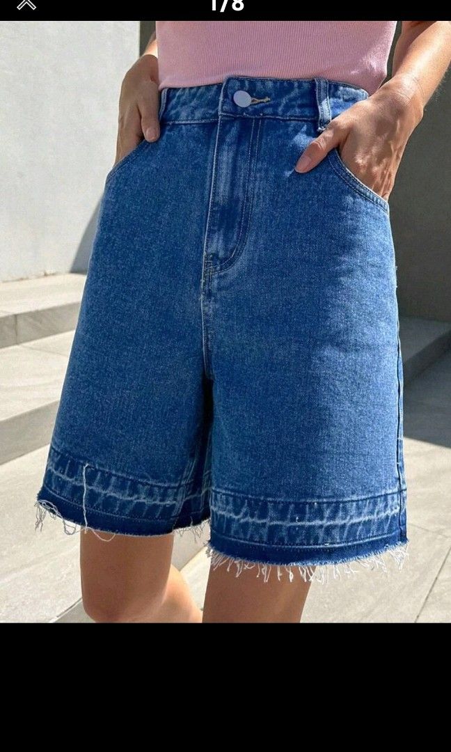 Raw hem bermuda shorts top