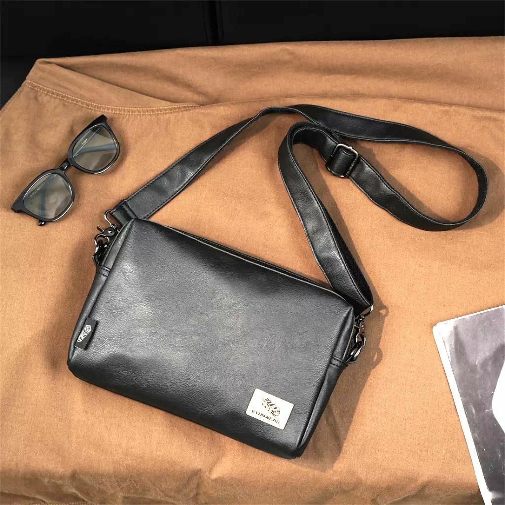 PRE-ORDER] Men PU Leather Small Business Sling Bag, Men's Fashion, Bags,  Sling Bags on Carousell