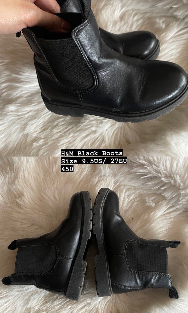 H M faux leather black boots Babies Kids Babies Kids Fashion