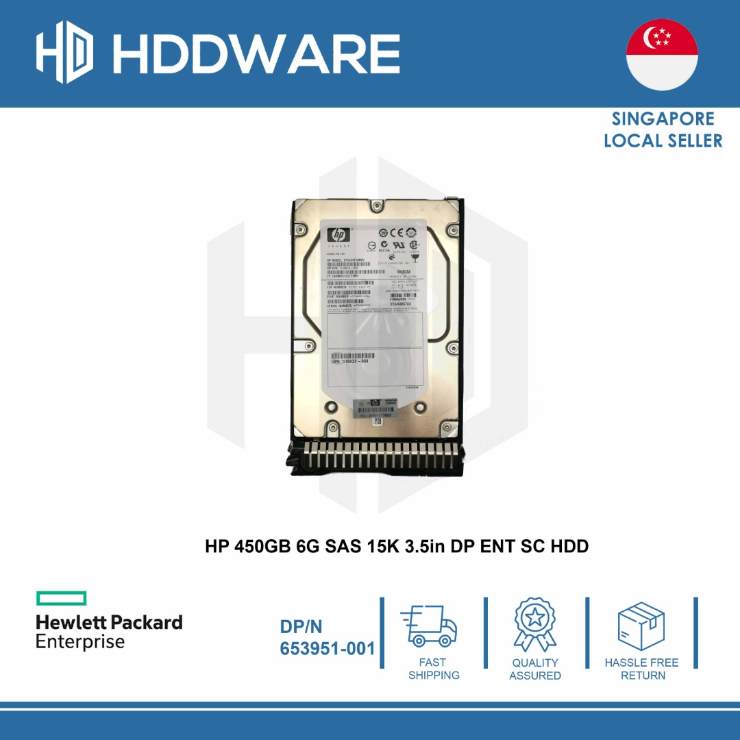 HP 450GB 6G SAS 15K 3.5in DP ENT SC HDD // 652615-B21 // 653951