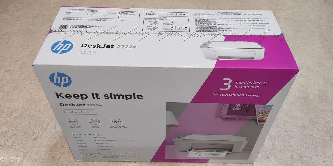 HP DeskJet 2722e Allinone Printer, Wireless Connection, one year