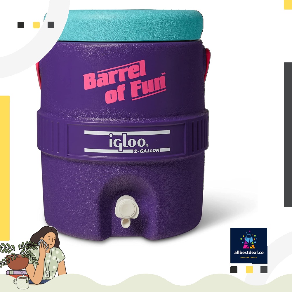 Igloo 2Gallon Retro Party Water Jug Cooler, Purple (Purple), TV & Home