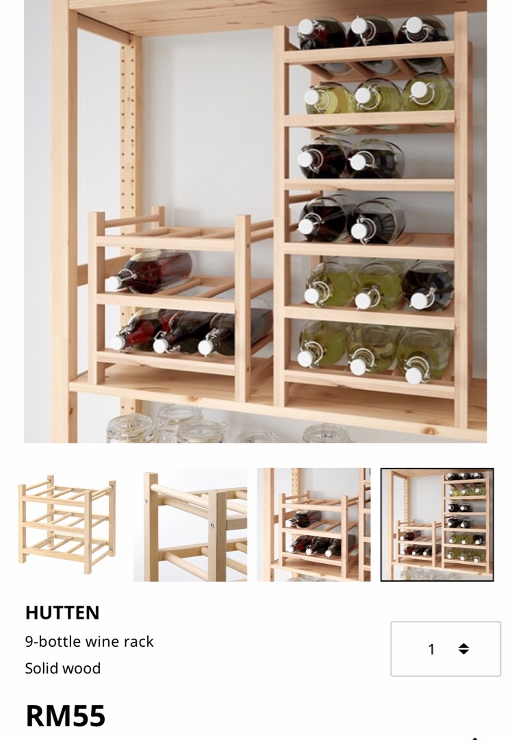 HUTTEN 9-bottle wine rack, solid wood - IKEA