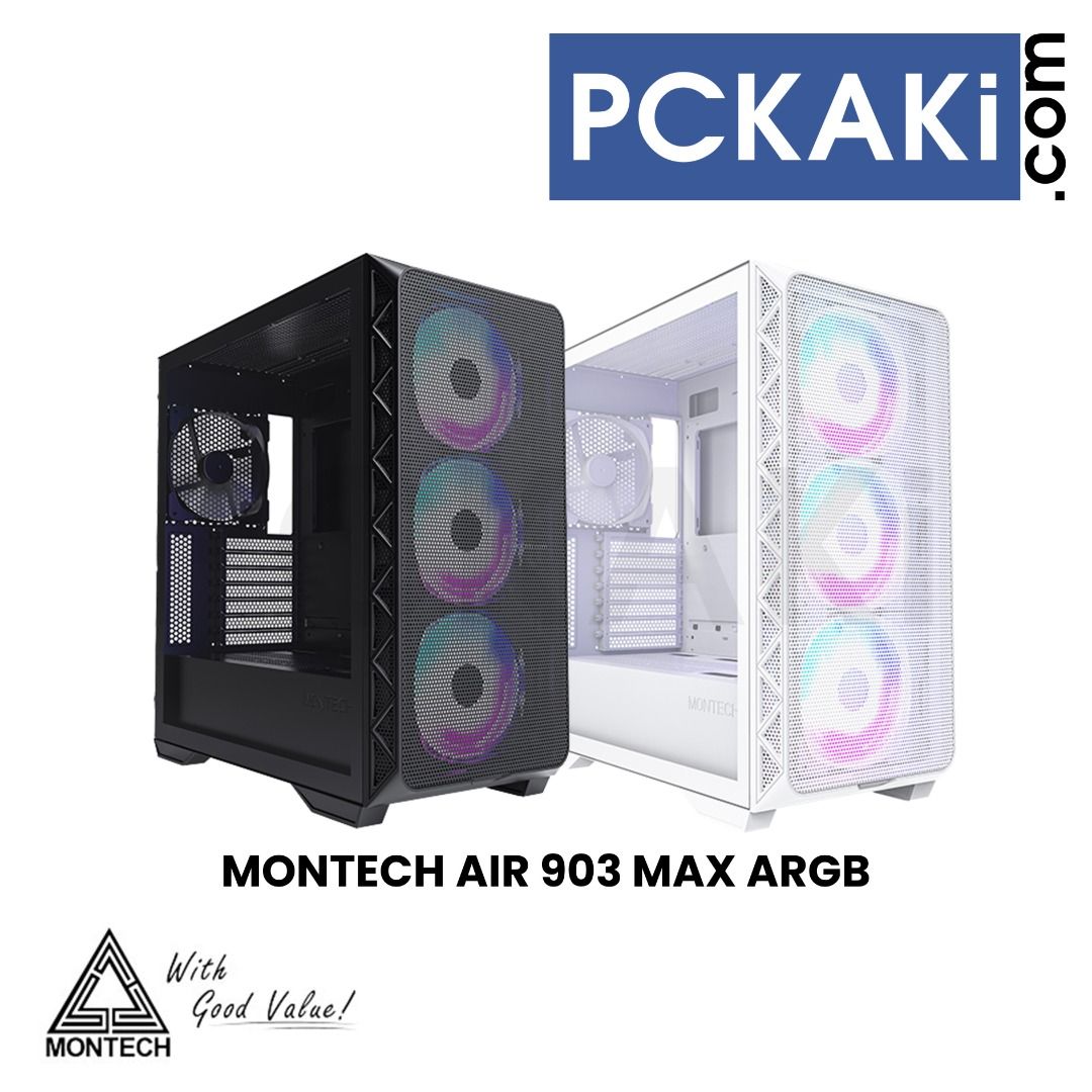 IN STOCK] MONTECH AIR 903 MAX ARGB BLACK / WHITE ATX / E-ATX CASE | 1x  non-ARGB 3x ARGB FAN & ARGB CONTROLLER INSTALLED & REMOVABLE MESH FRONT  PANEL, Computers & Tech,