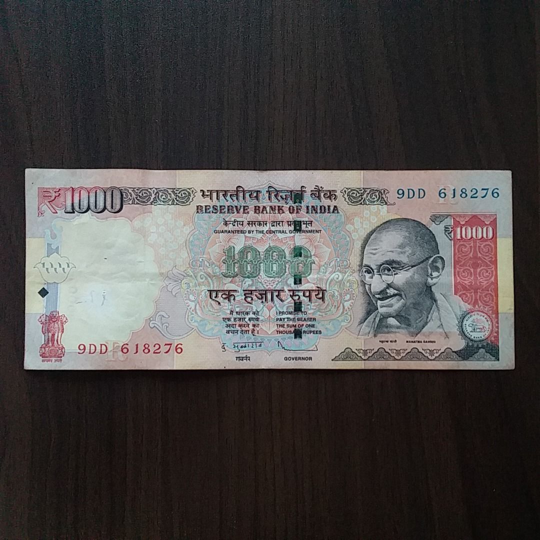 India 1000 Rupees (2013) banknote, Hobbies & Toys, Memorabilia & Collectibles, Currency on Carousell