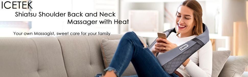K0081 Shiatsu Neck Massager with Heat ICETEK Electric Shoulder
