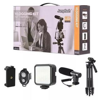 KIT-05LM  Vlogging Kit Video Recording Equipment with Tripod Mic LED Video Light for Phone