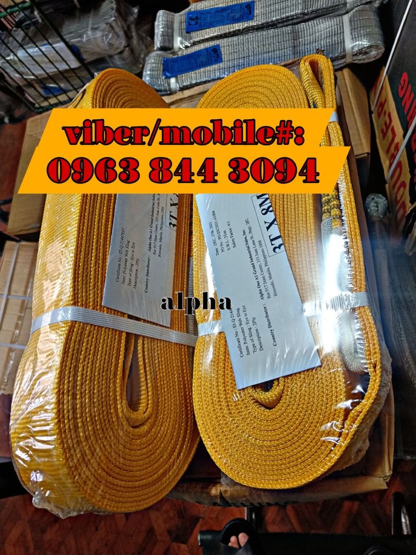 LIFTING BELT HEAVY DUTY - POLYESTER WEBBING SLING BELT (Category: Construction & Building Materials) located in Quezon City. Submitted by Kaithy20 (Listing ID 1242379464, Image 3). Description: 09638443094 HEAVY DUTY POLYESTER SLING BELT DOUBLE PLY CONDITION: BRAND NEW BRAND: POWER ORIGIN: KOREA NOTE: ~ AVAILABLE FOR PICK UP AND DELIVERY ~ DISCOUNT MAY DEPENDS ON QUANTITY ~ CAPACITY DEPENDS ON COLOR * VIOLET - 1TON CAPACITY * GREEN - 2TONS CAPACI