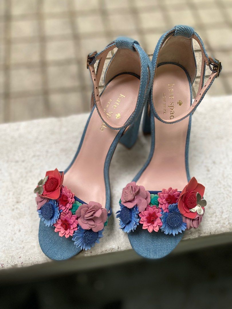 Like new Original Kate spade Obelie Denim Floral heels Size 5