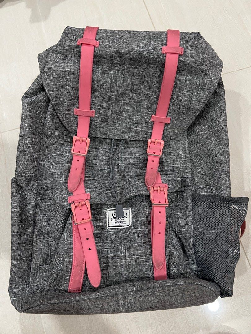 Little America Backpack Youth Raven Crosshatch/Flamingo Pink