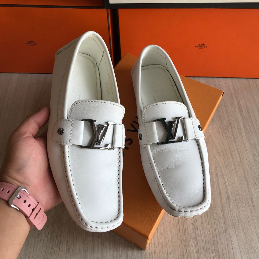 LOUIS VUITTON Leather Monte Carlo Loafers White - S: 40.5 (7) | Luxity