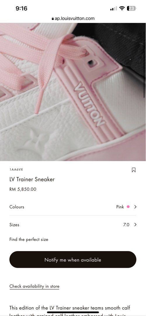Louis Vuitton Trainer Pink White (Women's) - 1AA6VX - IT