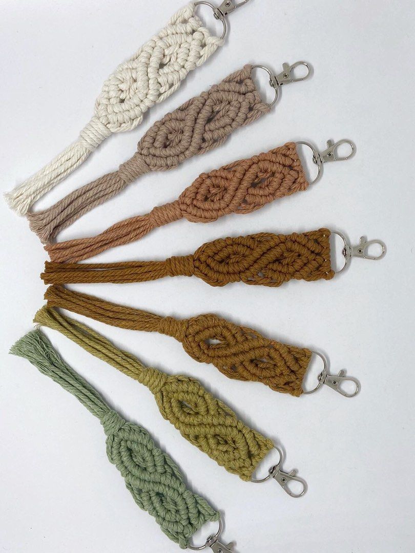 macrame keychain best for giveaways and souvenirs (Category: Handmade Craft) located in Quezon City. Submitted by selling.o.l. (Listing ID 1242446426, Image 1). Description: Macrame Keychain perfect for: ▫️ personal use (bohemian vibe) ▫️ gift ▫️souvenirs and giveaways (birthday, wedding, baptism) retails at ₱75 each wholesale price at ₱50 each (20pcs min) can also layout design for the backing/packaging (with additional charge) Shopee checkout a