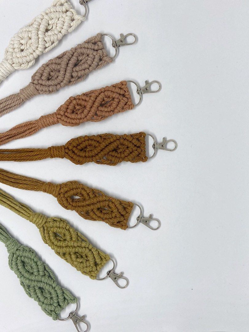 macrame keychain best for giveaways and souvenirs (Category: Handmade Craft) located in Quezon City. Submitted by selling.o.l. (Listing ID 1242446426, Image 2). Description: Macrame Keychain perfect for: ▫️ personal use (bohemian vibe) ▫️ gift ▫️souvenirs and giveaways (birthday, wedding, baptism) retails at ₱75 each wholesale price at ₱50 each (20pcs min) can also layout design for the backing/packaging (with additional charge) Shopee checkout a
