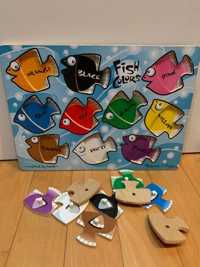 Melissa Doug Fish Colors Mix n Match Wooden Peg Puzzle