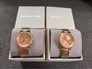 Michael Kors Ritz Chronograph Two-Tone Stainless Steel Watch Rose Gold 37mm MK6475