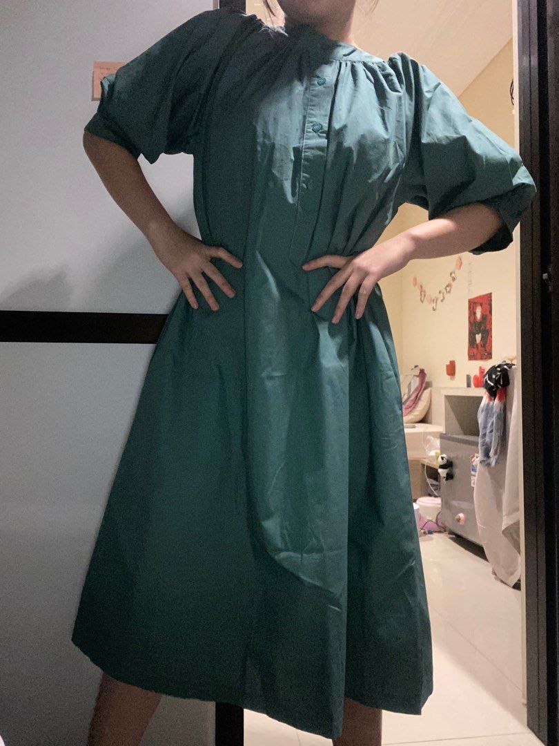 Mididress Maxi Dress Hijau Emerald Panjang Kemeja / Shirt Dress Emerald ...