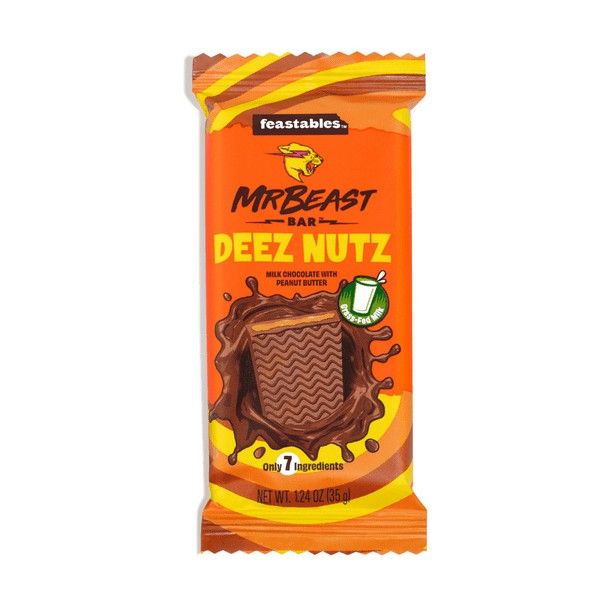 Mr Beast Feastables Deez Nuts Chocolate Bar, Food & Drinks, Other Food ...