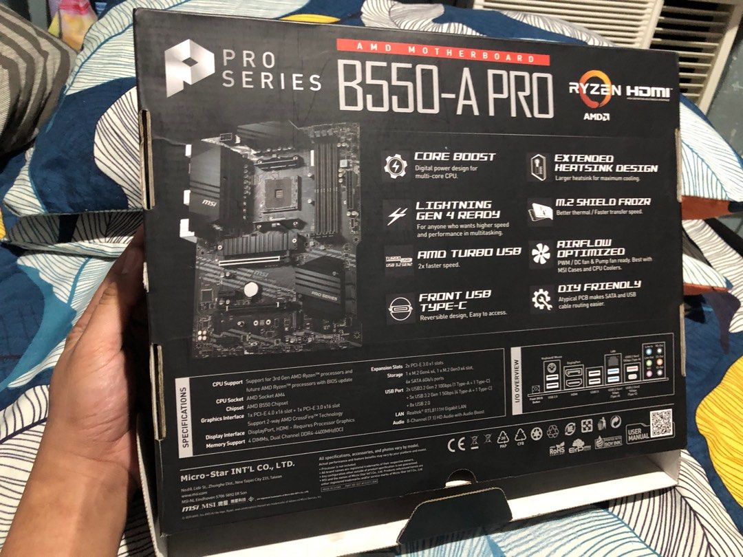 MSI B550-A PRO Motherboard AM4 Support Kit Ryzen 5 5600g Cpus AMD
