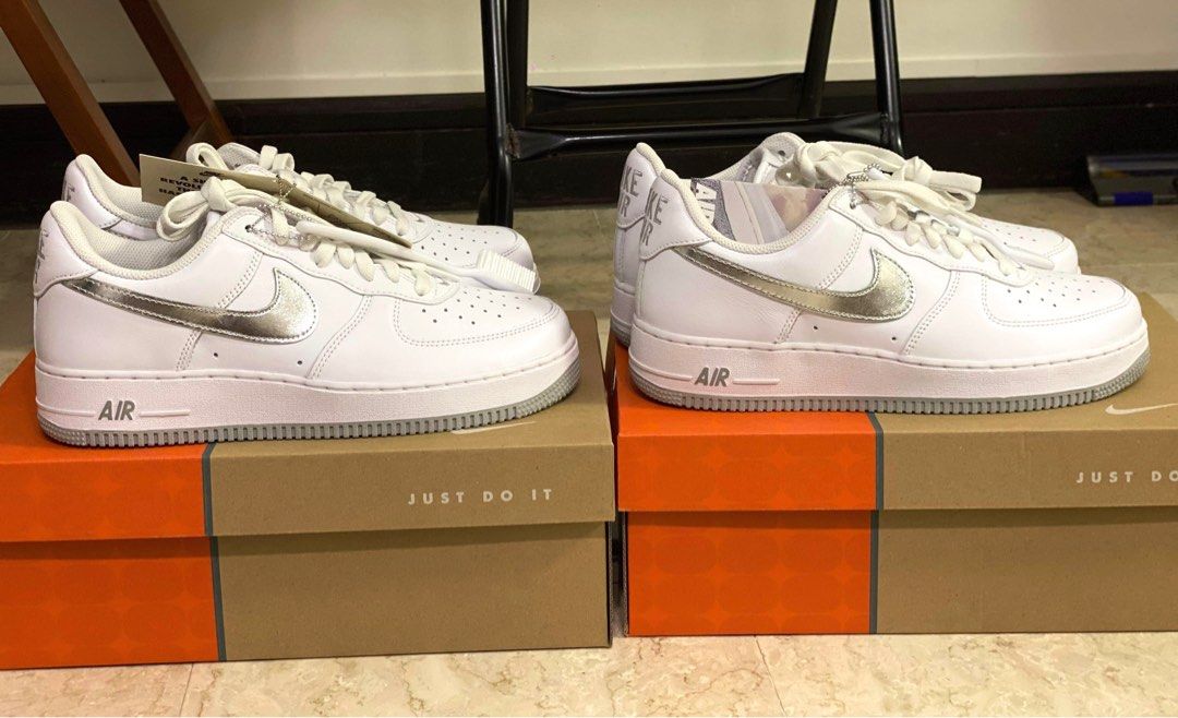 Nike Air Force 1 Low retro White Metallic Silver Men s Fashion