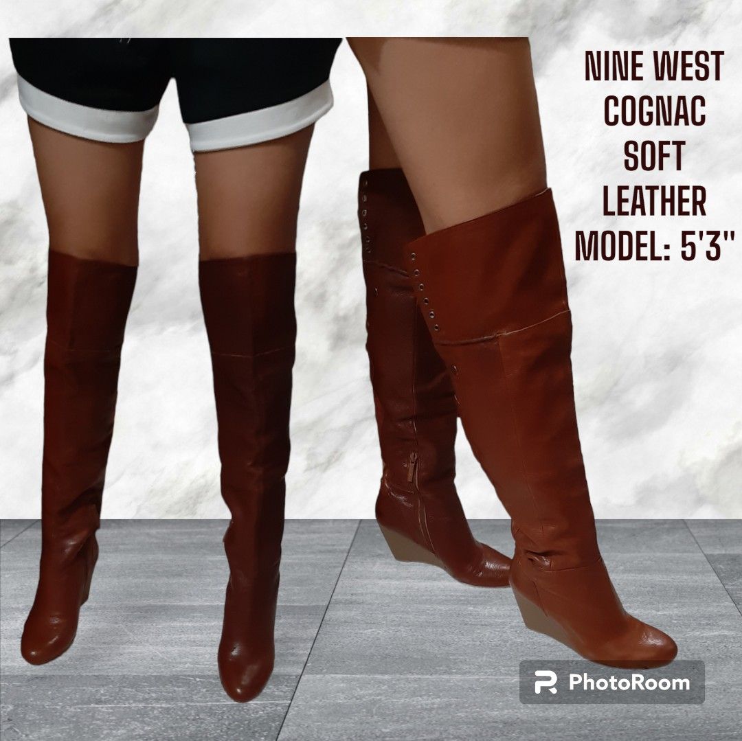 Nine west cognac boots hot sale