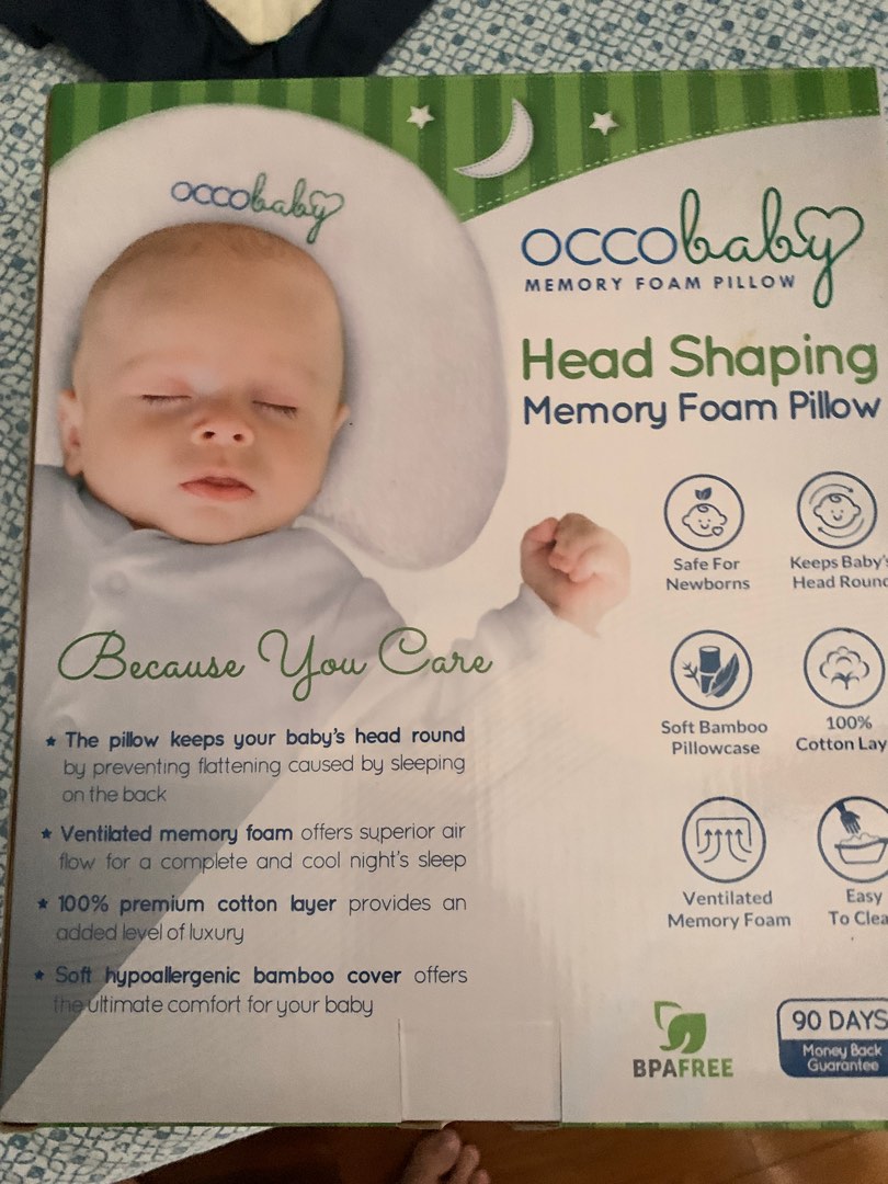 Occobaby Baby Head Shaping Memory Foam Pillow | Cotton Cover & Bamboo Pillowcase