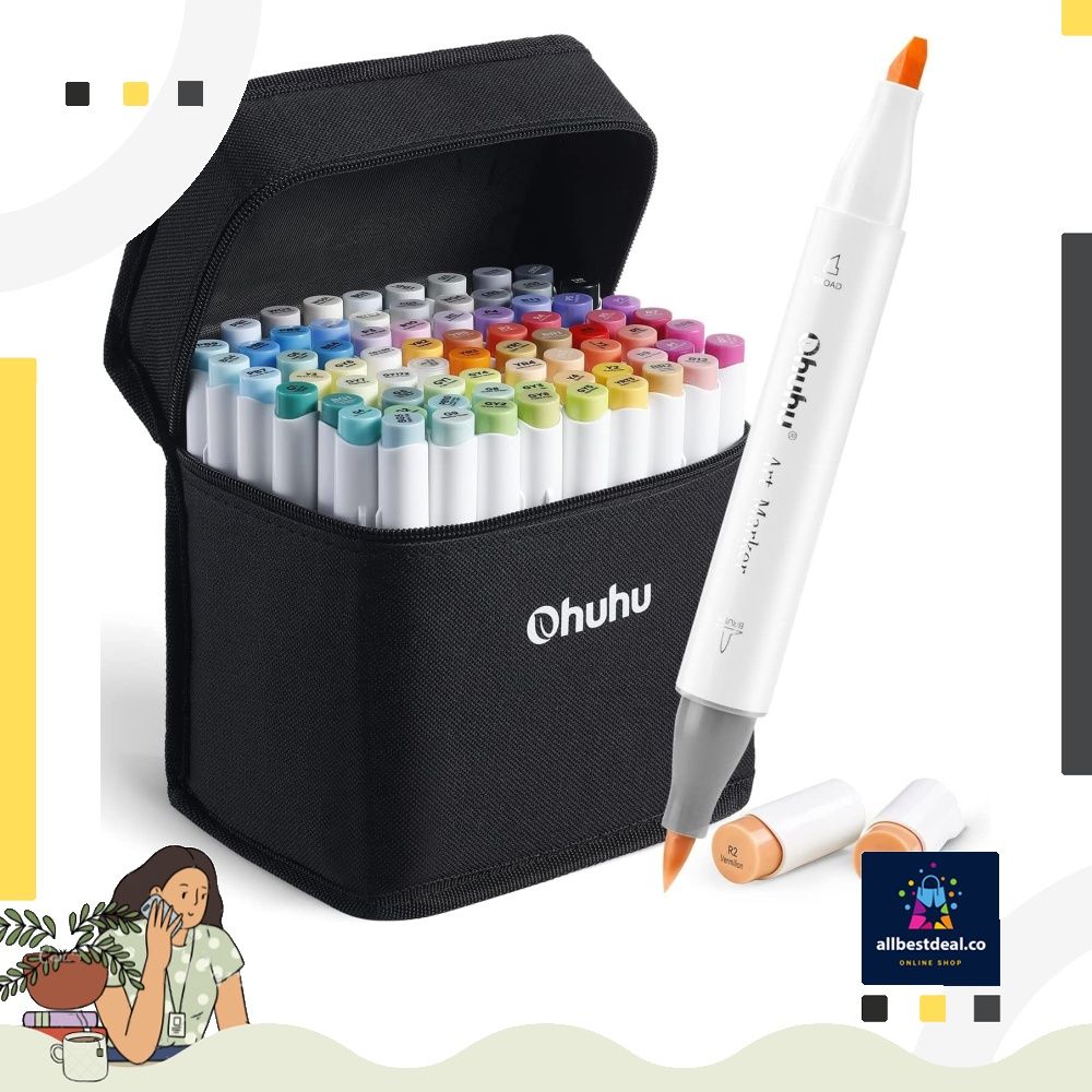 Ohuhu Pastel Markers, Ohuhu 48 Colors Alcohol Brush Markers Double Tipped  Brush & Chisel Sketch Marker, Artist Art Markers Adults' Coloring  Illustration, 1 Colorless Alcohol Markers Blender Included 