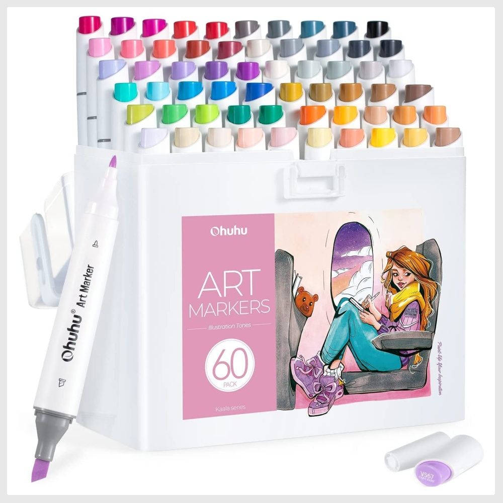 Ohuhu Dual Alcohol Art Markers - Double Tipped Alcohol-Based Marker Set for  Artist Adults Coloring Sketching Illustration -160 Colors - Chisel & Fine  Tips - Oah…