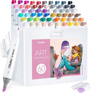  Ohuhu Alcohol Markers 200 Colors - Double Tipped Art Drawing  Marker Set for Artists Adults Coloring Sketch Illustration - Chisel & Fine  Dual Tip - Oahu of Ohuhu Markers - Alcohol-based Refillable Ink