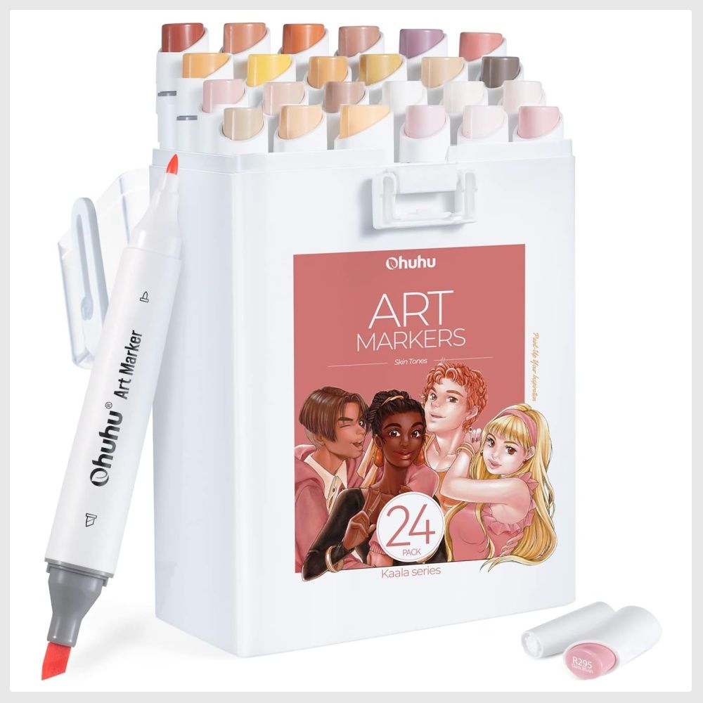 TOUCHFIVE 24 Colors Skin Tones Set Art Markers Pen Artist Dual